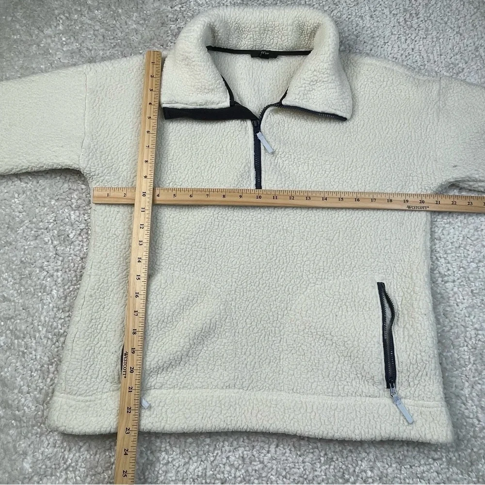 J.Crew Size M 1/4 Zip Jacket Fleece Bright Ivory Pockets Sherpa Cozy Layer Cabin